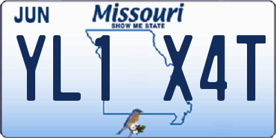 MO license plate YL1X4T