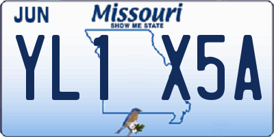 MO license plate YL1X5A