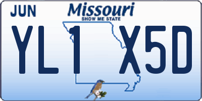 MO license plate YL1X5D