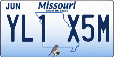MO license plate YL1X5M