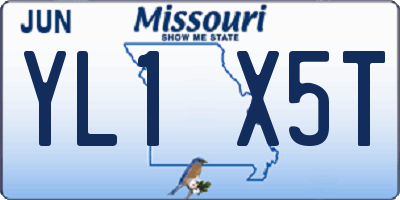 MO license plate YL1X5T