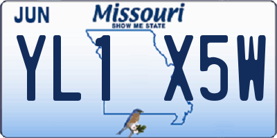 MO license plate YL1X5W