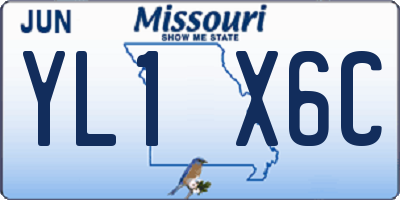 MO license plate YL1X6C