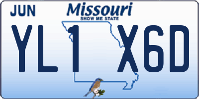 MO license plate YL1X6D