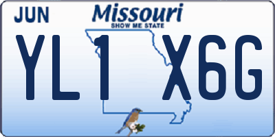 MO license plate YL1X6G