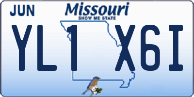 MO license plate YL1X6I