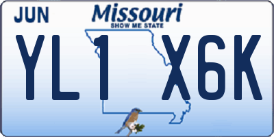 MO license plate YL1X6K