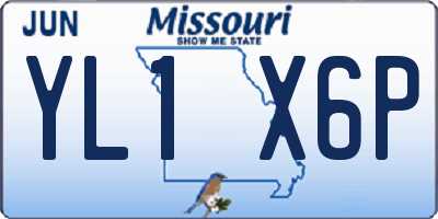 MO license plate YL1X6P