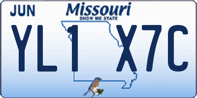 MO license plate YL1X7C
