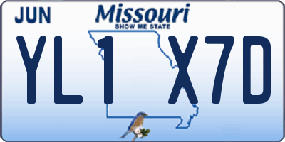 MO license plate YL1X7D