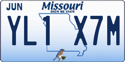 MO license plate YL1X7M