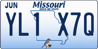 MO license plate YL1X7Q