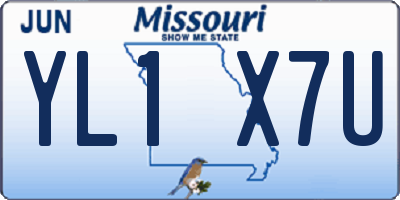MO license plate YL1X7U