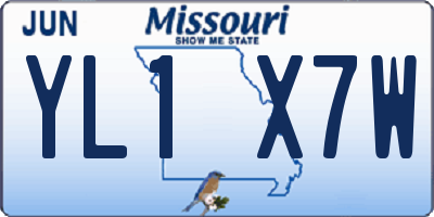 MO license plate YL1X7W