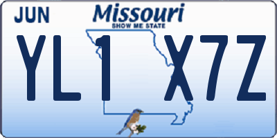 MO license plate YL1X7Z