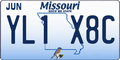 MO license plate YL1X8C
