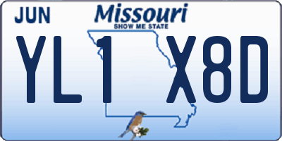 MO license plate YL1X8D