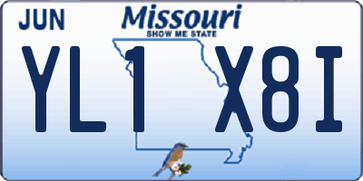 MO license plate YL1X8I