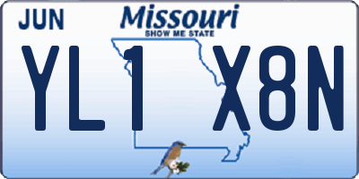 MO license plate YL1X8N