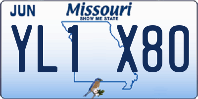 MO license plate YL1X8O
