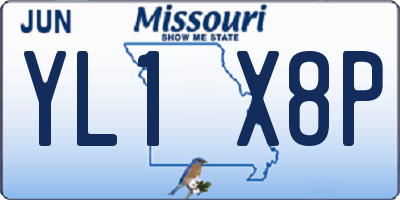 MO license plate YL1X8P