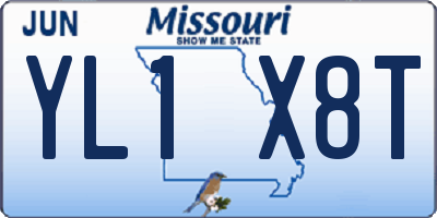 MO license plate YL1X8T