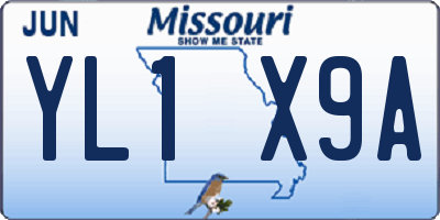 MO license plate YL1X9A