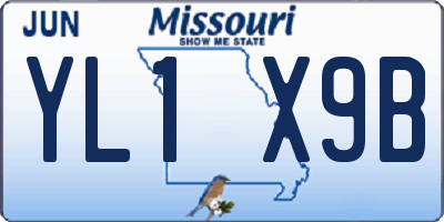 MO license plate YL1X9B