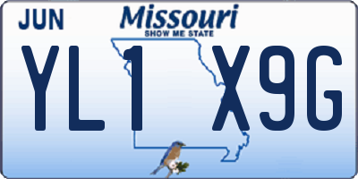 MO license plate YL1X9G
