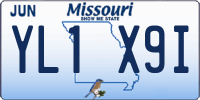 MO license plate YL1X9I