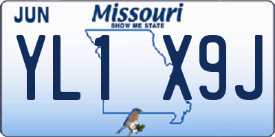 MO license plate YL1X9J