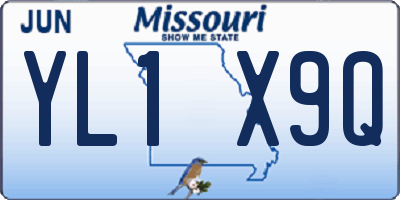 MO license plate YL1X9Q
