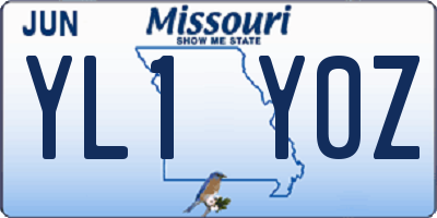 MO license plate YL1Y0Z