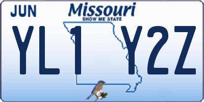 MO license plate YL1Y2Z