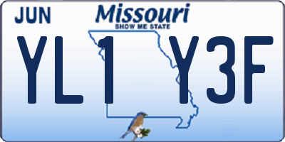 MO license plate YL1Y3F