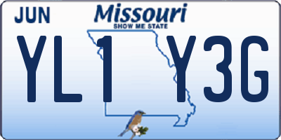 MO license plate YL1Y3G