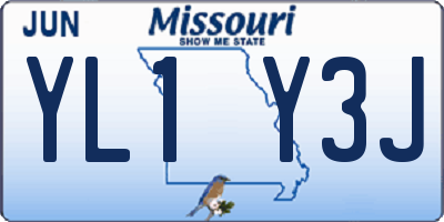 MO license plate YL1Y3J