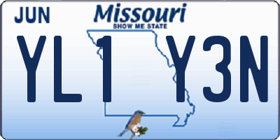 MO license plate YL1Y3N