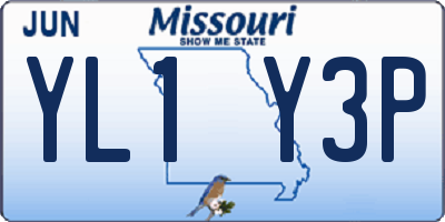 MO license plate YL1Y3P