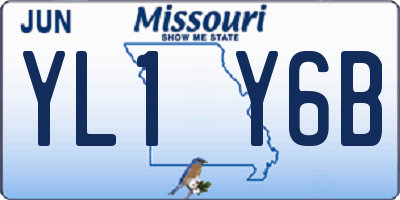 MO license plate YL1Y6B