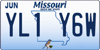 MO license plate YL1Y6W