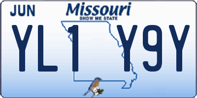 MO license plate YL1Y9Y