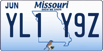 MO license plate YL1Y9Z