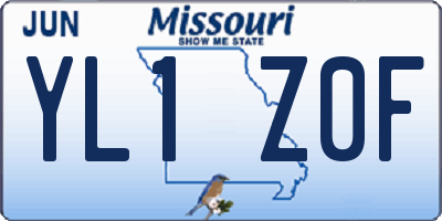 MO license plate YL1Z0F