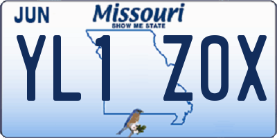 MO license plate YL1Z0X