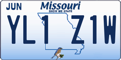 MO license plate YL1Z1W