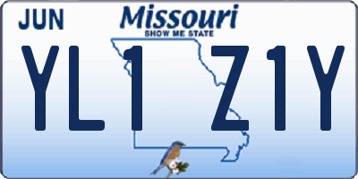 MO license plate YL1Z1Y
