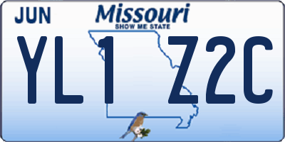 MO license plate YL1Z2C