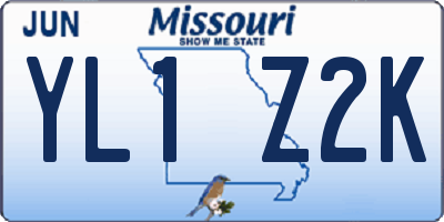 MO license plate YL1Z2K