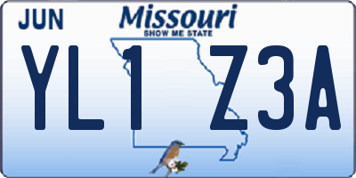 MO license plate YL1Z3A
